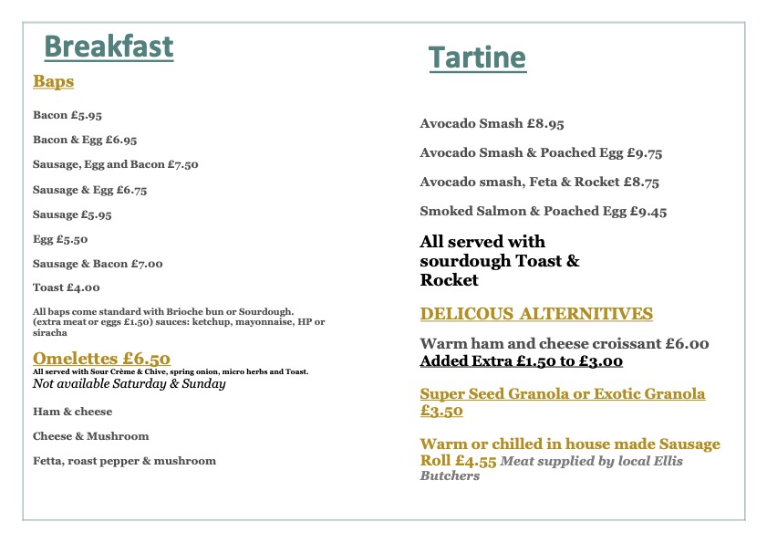 Madeleines Menu 2025 Page 1